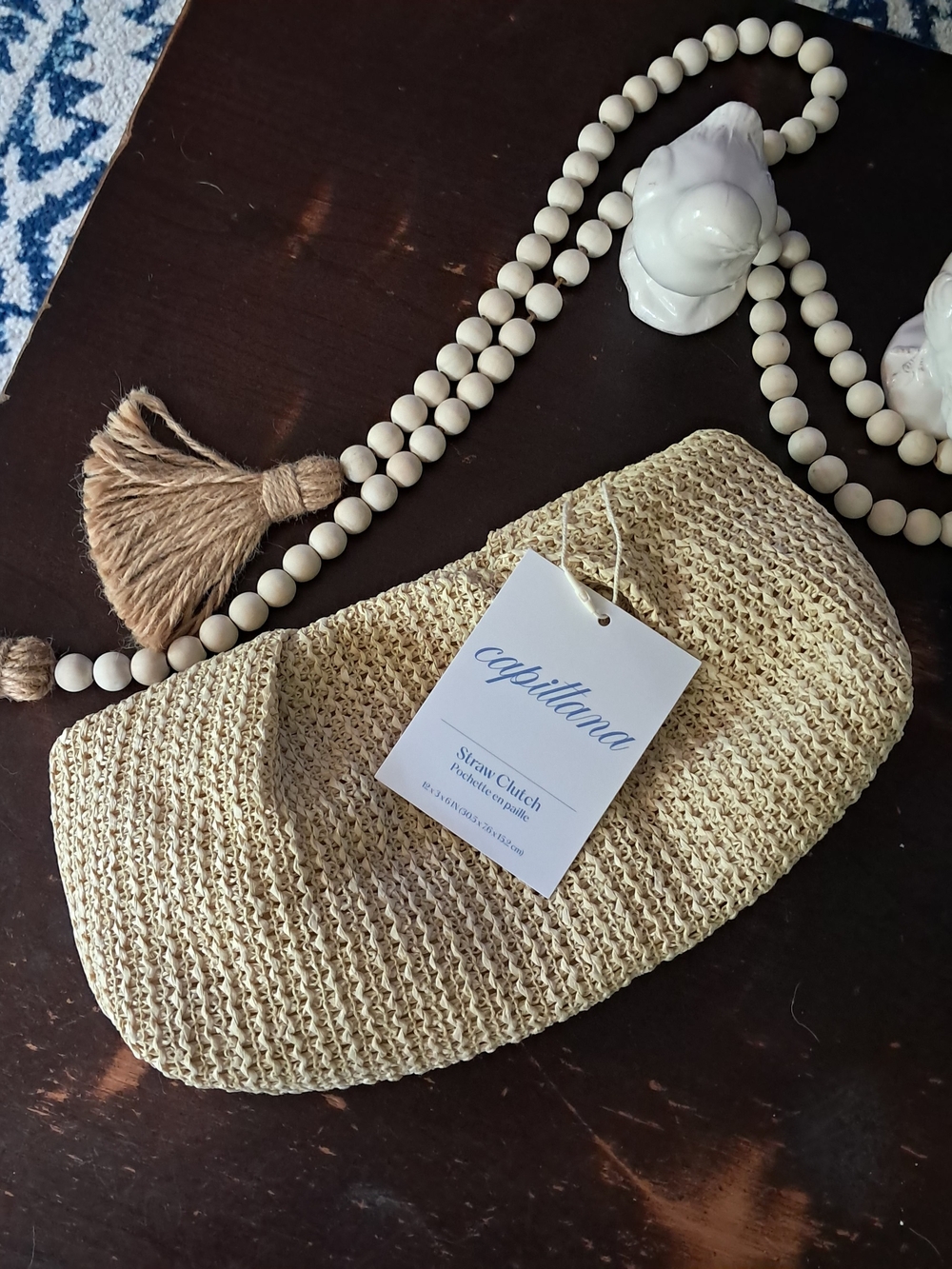 Capittana Natural Straw Clutch - Cream
